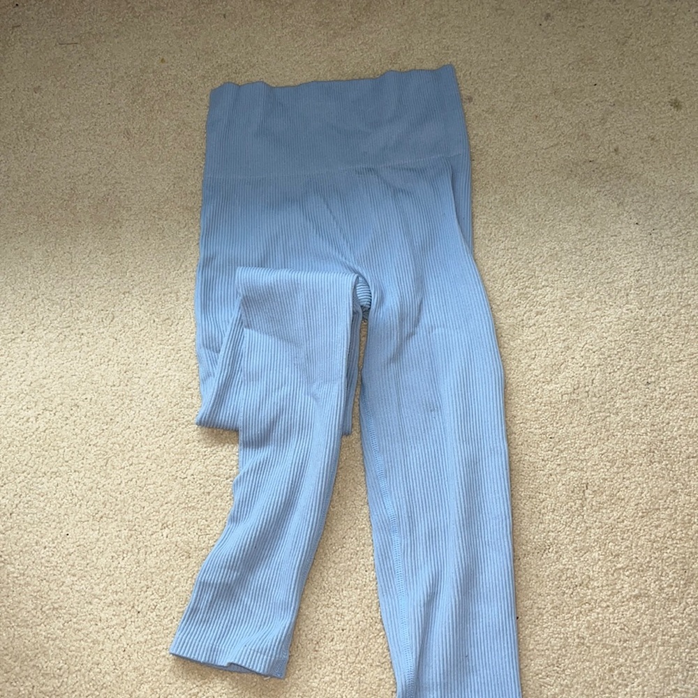 SHEIN light blue ribbed leggings